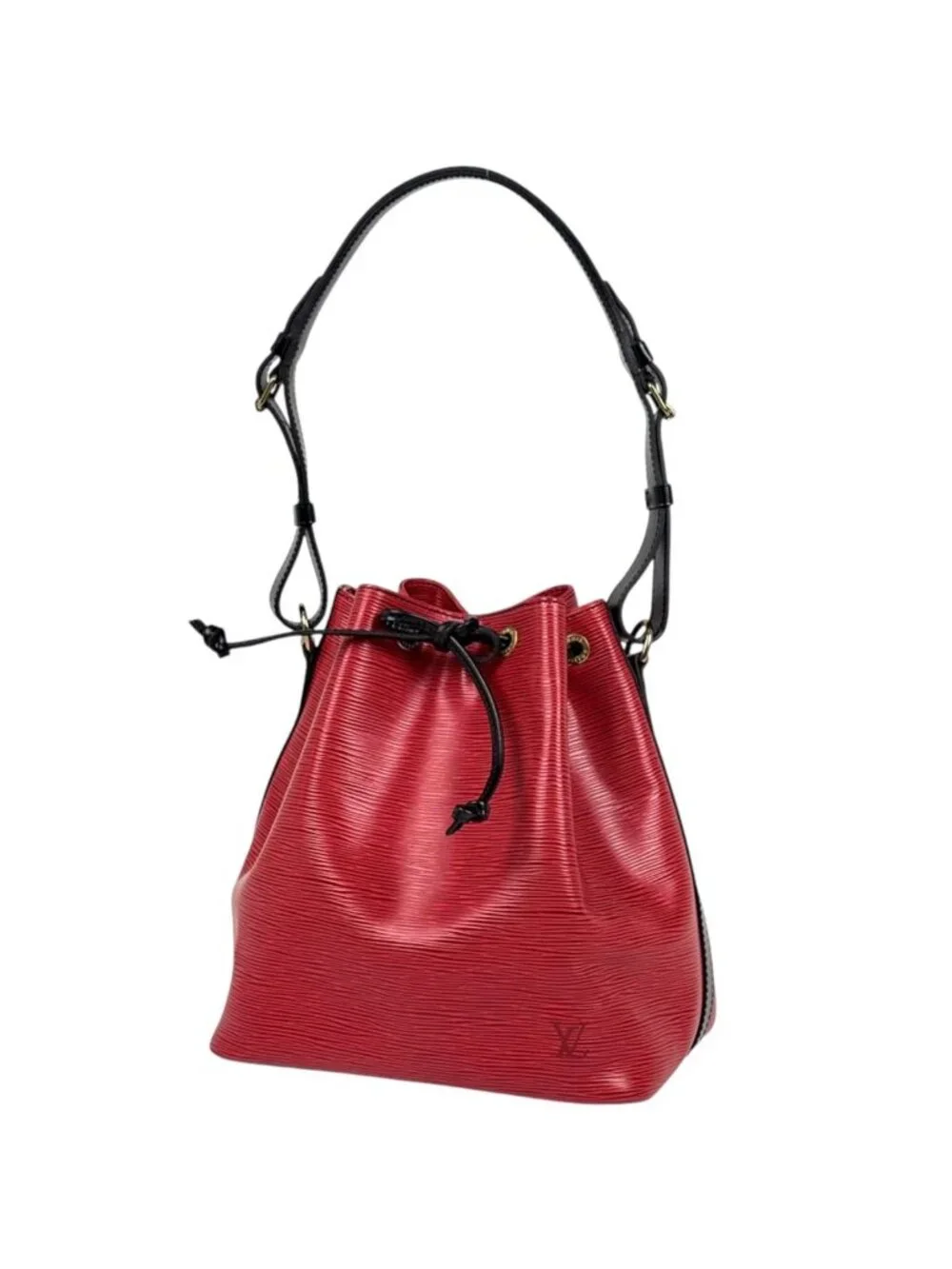 Louis Vuitton Petit Noe Shoulder Bag Drawstring Epi Castilian Red Noir